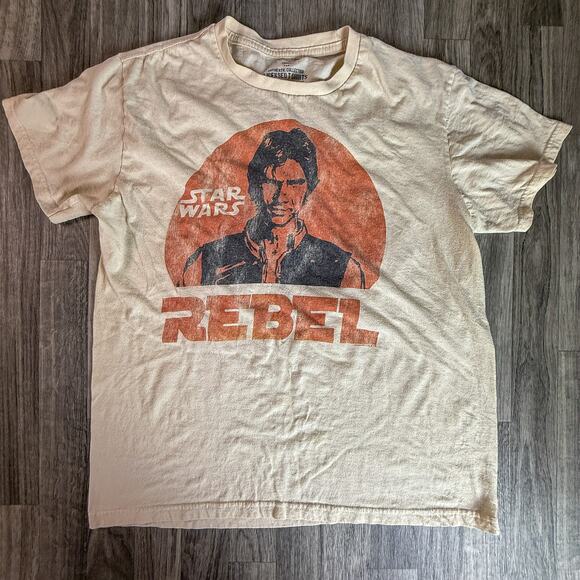 Gap Star Wars Rebel Han Solo T-Shirt Men’s Large Beige Graphic Tee Retro Style - Picture 1 of 6